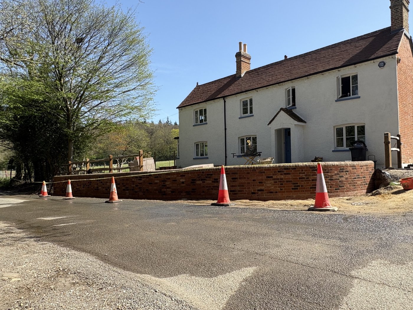 Curved brick boundary wall, Farnham Surrey